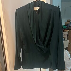 Vintage separate elements top silk dark green color sz 10.  Teal Women's Blouse